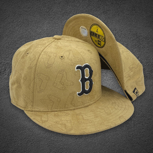 Boston Red Sox Camel Suede New Era Fitted Vintage Hat